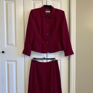Kasper size 10 petite beautiful red dress skirt suit